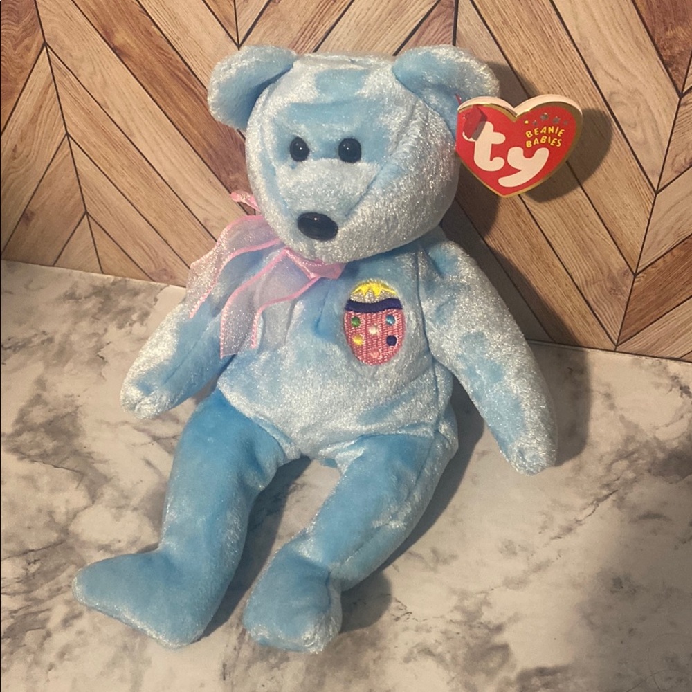 Eggs II (Eggs 2) Ty Beanie Babies Blue Teddy Bear Easter